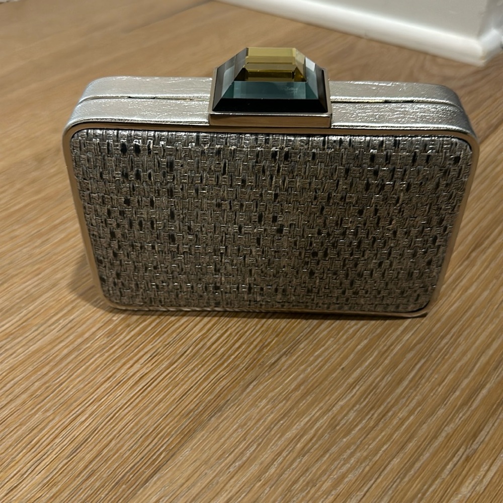 Silver Rectangular Evening Clutch - image 1